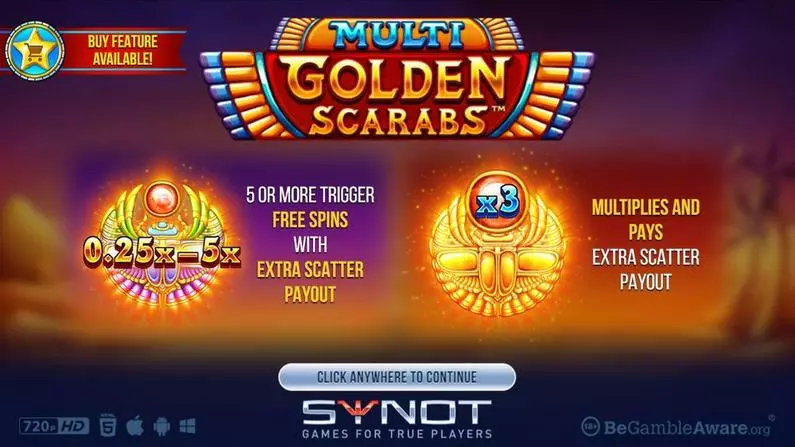 Introduction Screen - Multi Golden Scarab Synot Games  