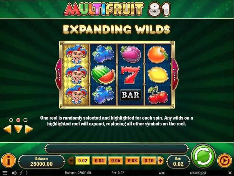 Info and Rules - Multifruit 81 Play'n GO  