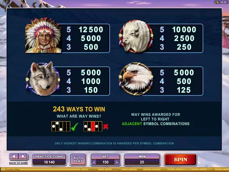 Info and Rules - Mystic Dreams Microgaming 243 Ways 