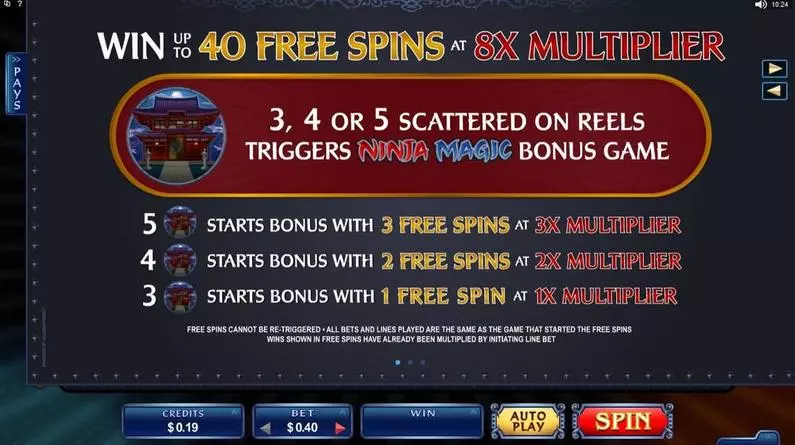 Info and Rules - Ninja Magic Microgaming Bonus Round 