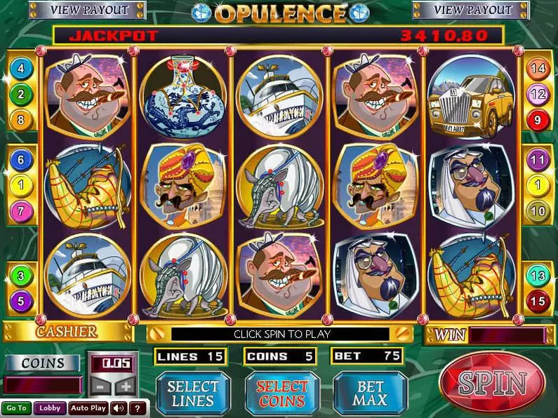 Main Screen Reels - Opulence Wizard Gaming Coin Based 