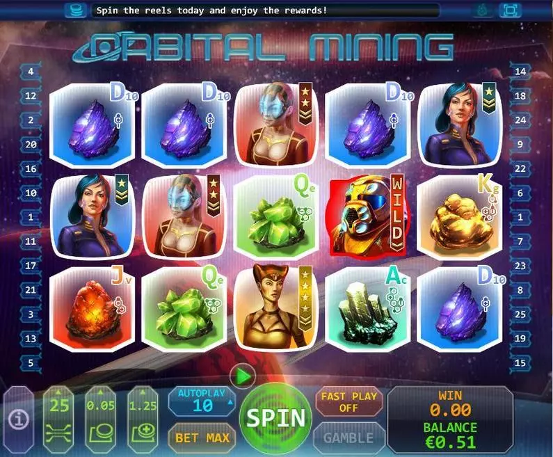 Main Screen Reels - Orbital Mining Topgame Bonus Round 