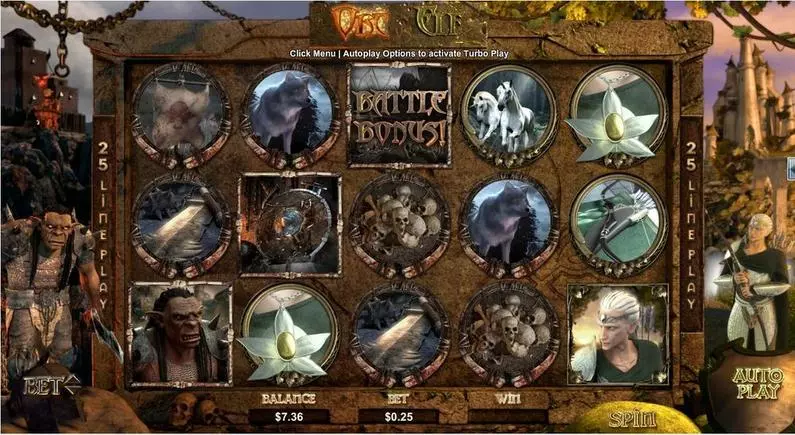 Main Screen Reels - Orc vs Elf RTG 3D Slot 