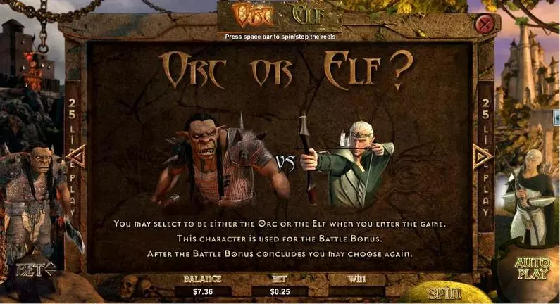 Info and Rules - Orc vs Elf RTG 3D Slot 