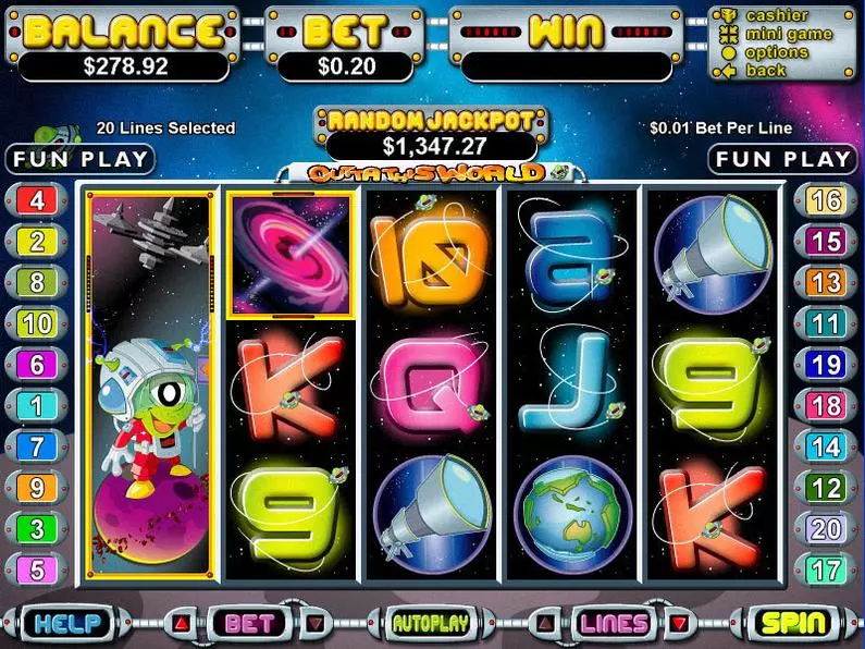 Main Screen Reels - Out of This World BetSoft  Slots3 TM