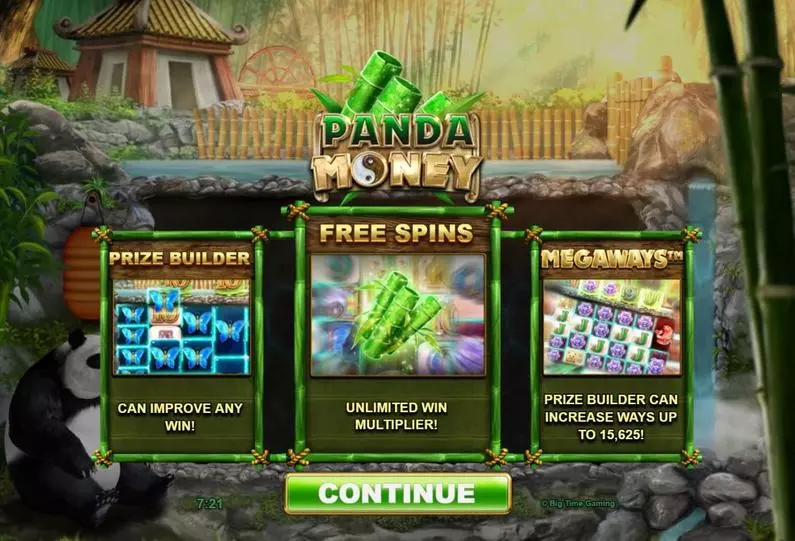Introduction Screen - Panda Money Big Time Gaming  