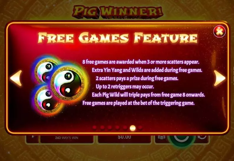 Free Spins Feature - Pig Winner RTG 243 Ways 