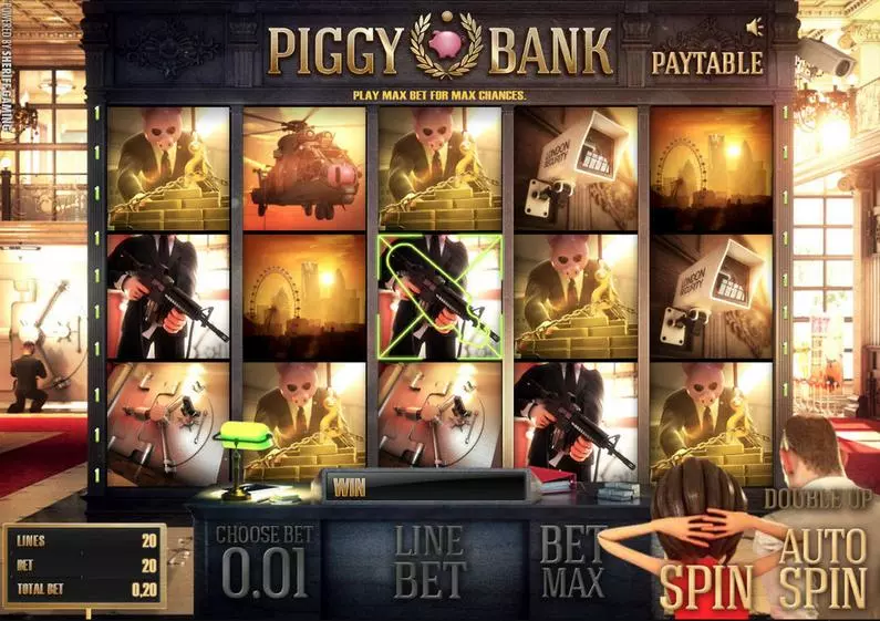 Main Screen Reels - Piggy Bank Sheriff Gaming 3D Slot 
