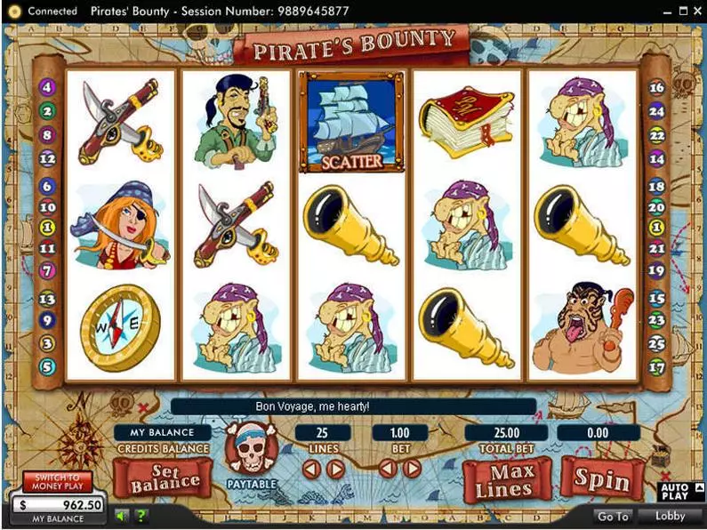 Main Screen Reels - Pirate's Bounty 888 Video 