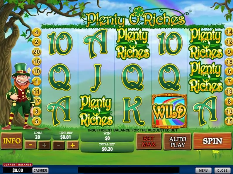 Main Screen Reels - Plenty O'Riches PlayTech Bonus Round 