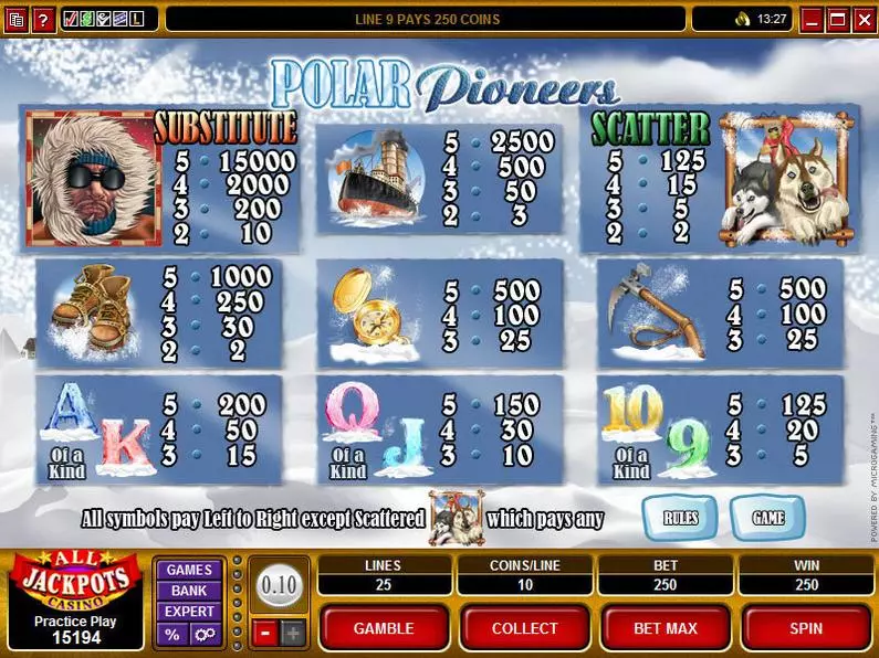Info and Rules - Polar Pioneers Microgaming Video 