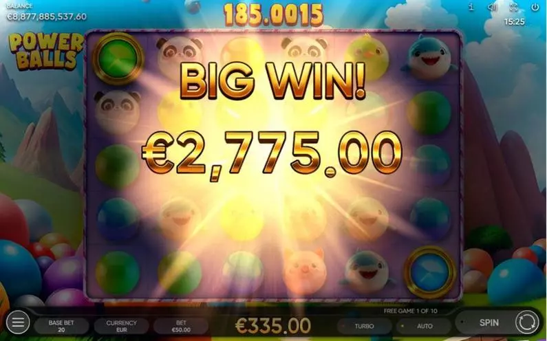 Winning Screenshot - Power Balls Endorphina Cascading Reels 