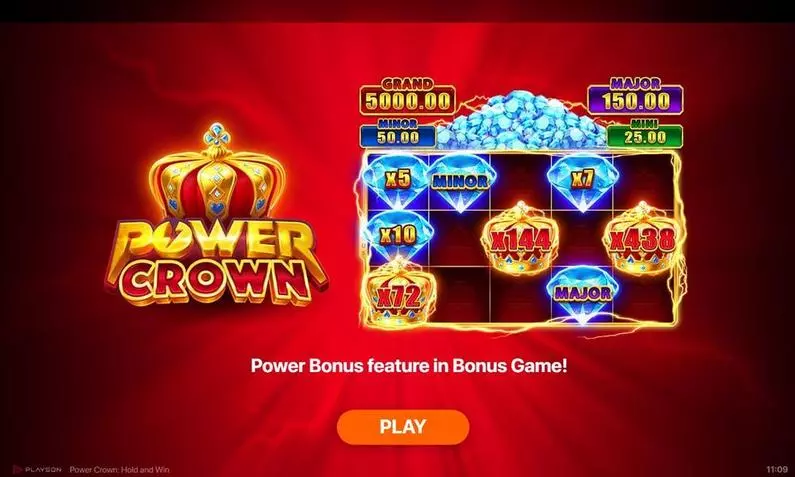 Introduction Screen - Power Crown Hold And Win Playson Hold and Win 