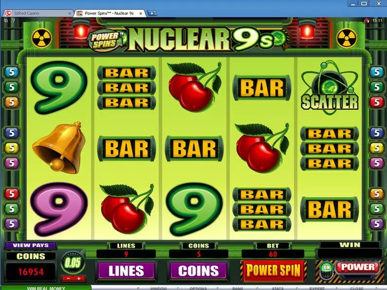Main Screen Reels - Power Spins - Nuclear 9's Microgaming Coin Based 