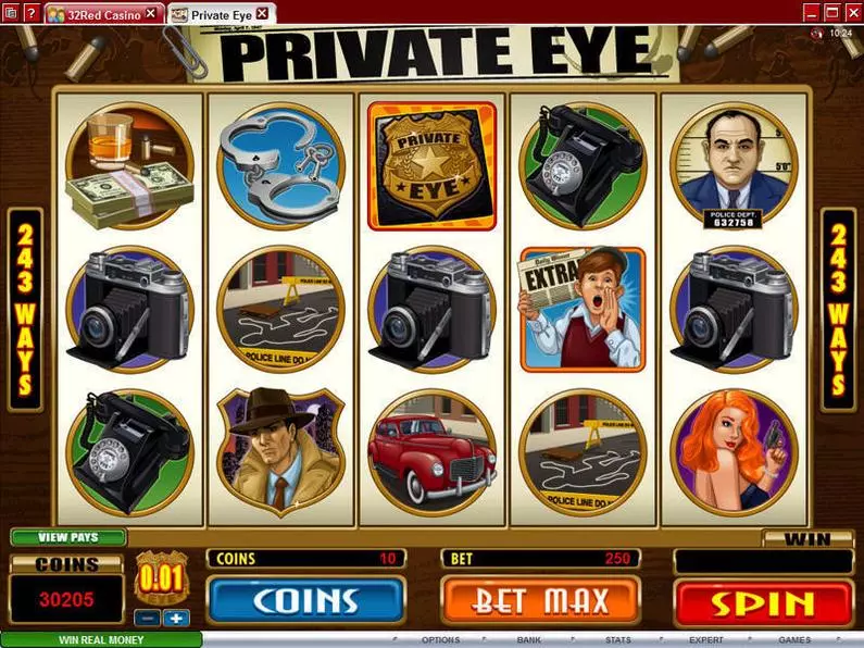 Main Screen Reels - Private Eye Microgaming Coin Based 