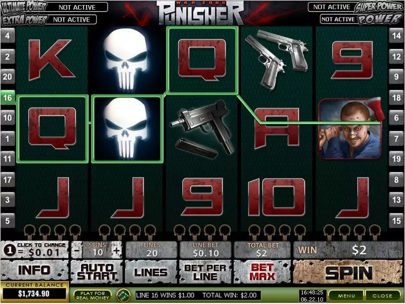 Main Screen Reels - Punisher War Zone PlayTech Video 