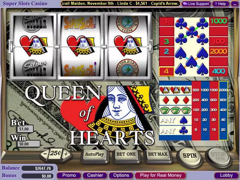 Main Screen Reels - Queen of Hearts Vegas Technology  