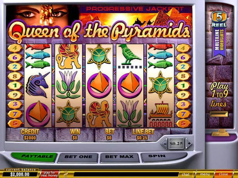 Main Screen Reels - Queen of Pyramids PlayTech Video 