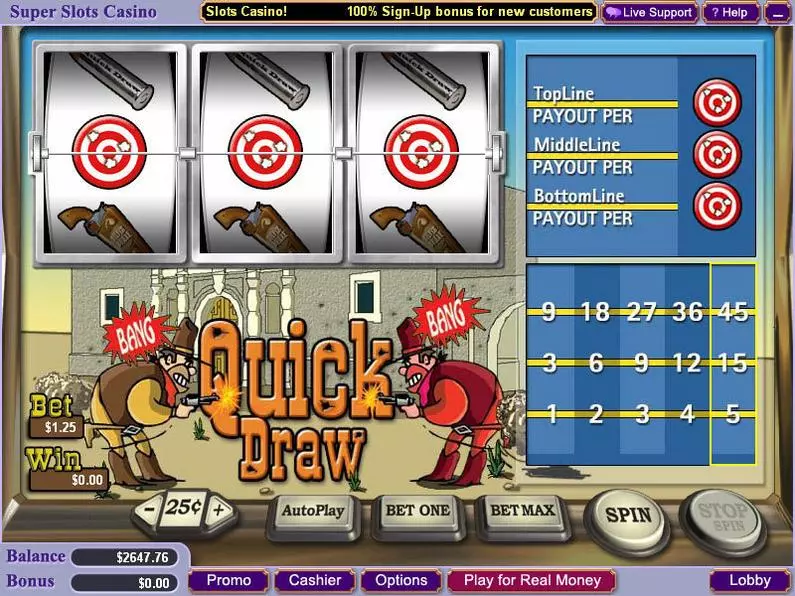 Main Screen Reels - Quick Draw Vegas Technology  