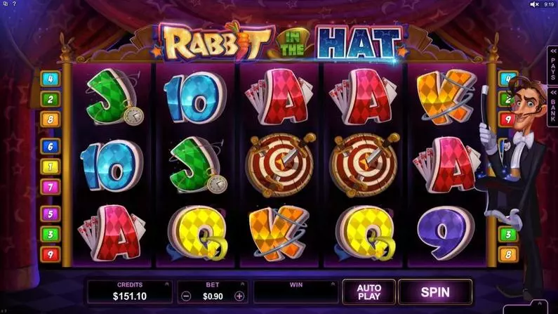 Main Screen Reels - Rabbit in the Hat Microgaming Fixed Lines 