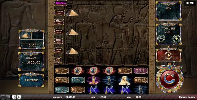 Main Screen Reels - Ramses Legacy Red Rake Gaming MillionWays 