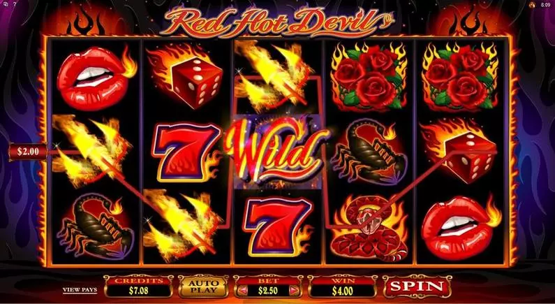 Main Screen Reels - Red Hot Devil Microgaming Fixed Lines 
