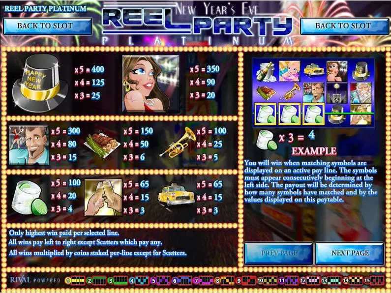 Info and Rules - Reel Party Platinum Rival Video 