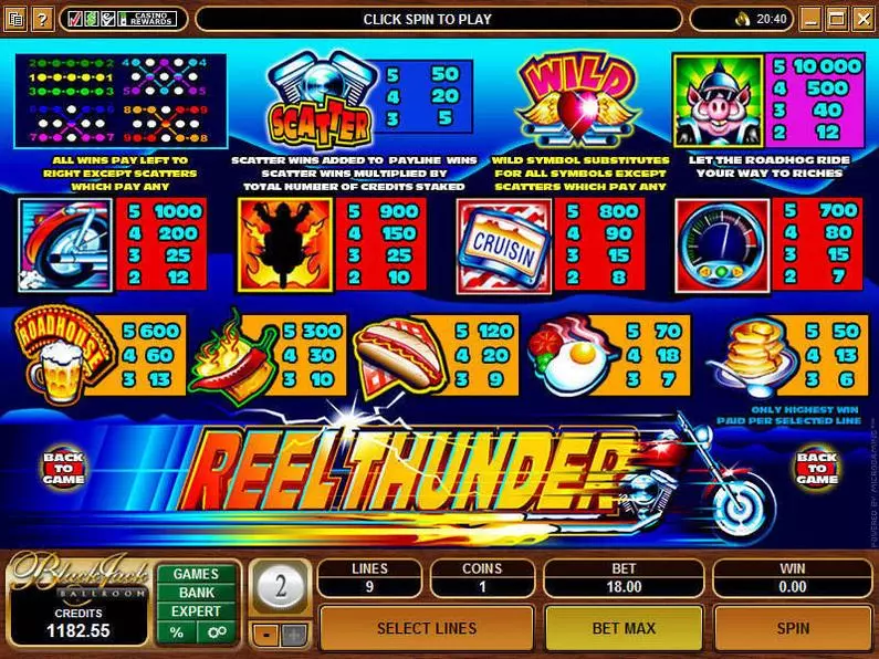 Info and Rules - Reel Thunder Microgaming Video 