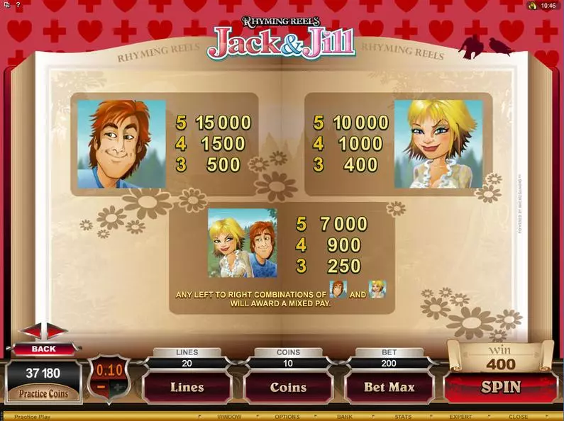 Info and Rules - Rhyming Reels - Jack and Jill Microgaming Bonus Round 