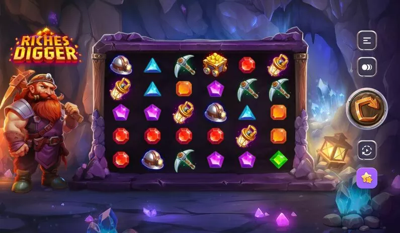 Main Screen Reels - Riches Digger TrueLab Games Cascading ReelsPay Anywhere 