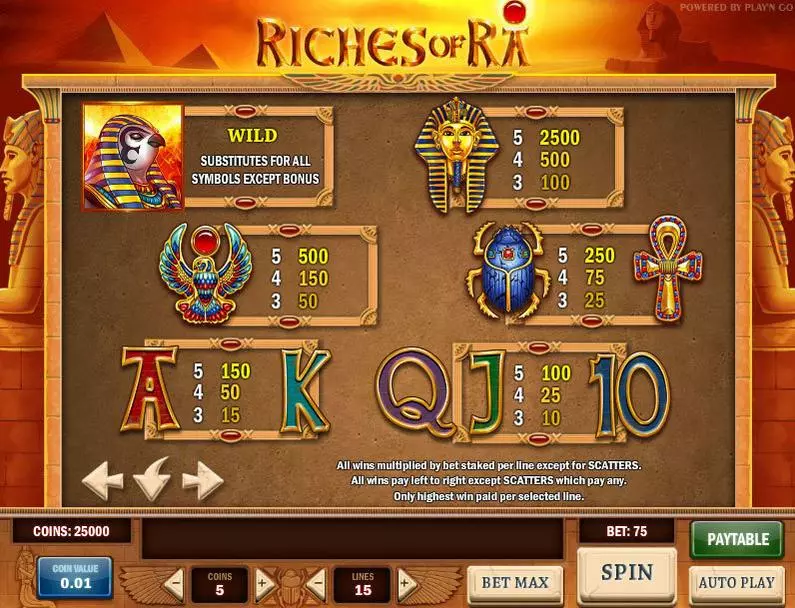 Info and Rules - Riches of Ra Play'n GO Bonus Round 