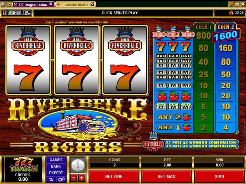 Main Screen Reels - River Belle Riches Microgaming Classic 