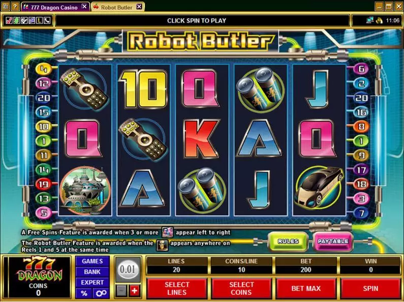 Main Screen Reels - Robot Butler Microgaming Coin Based 
