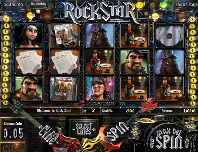 Main Screen Reels - Rock Star BetSoft  Slots3 TM