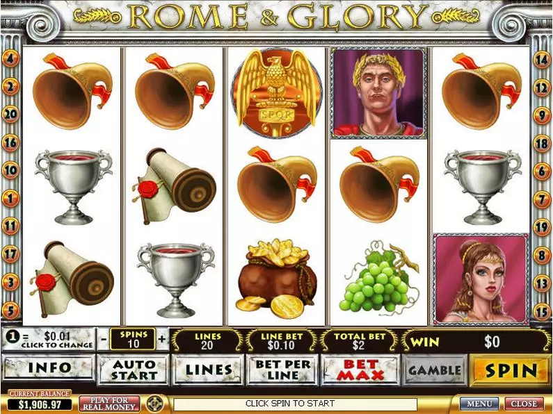 Main Screen Reels - Rome and Glory PlayTech Video 