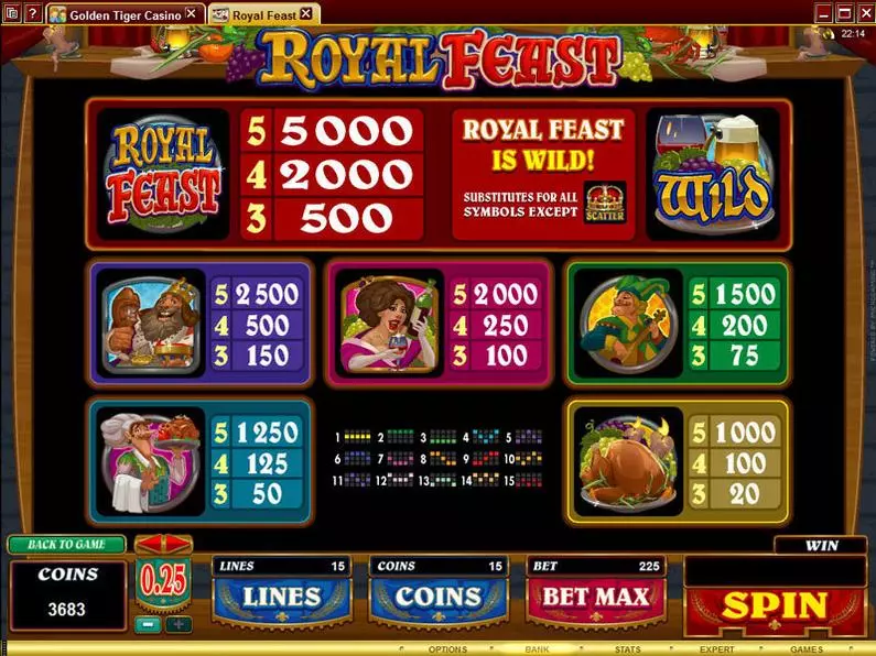 Info and Rules - Royal Feast Microgaming Coin Based 