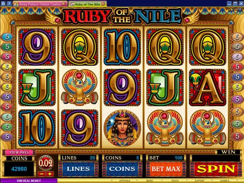 Main Screen Reels - Ruby of the Nile Microgaming Coin Based 