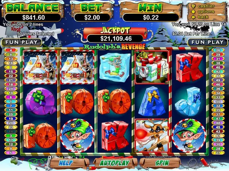 Main Screen Reels - Rudolph's Revenge RTG  Real-Series