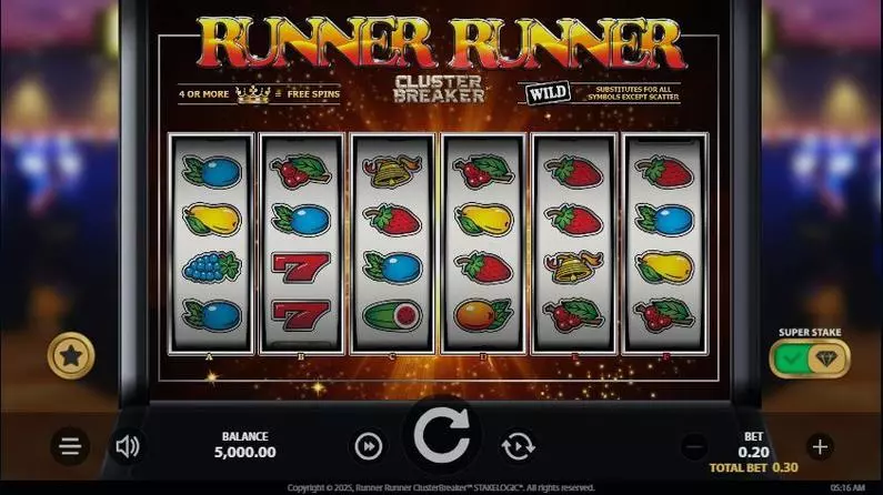 Main Screen Reels - Runner Runner ClusterBreaker StakeLogic Cluster Pays 