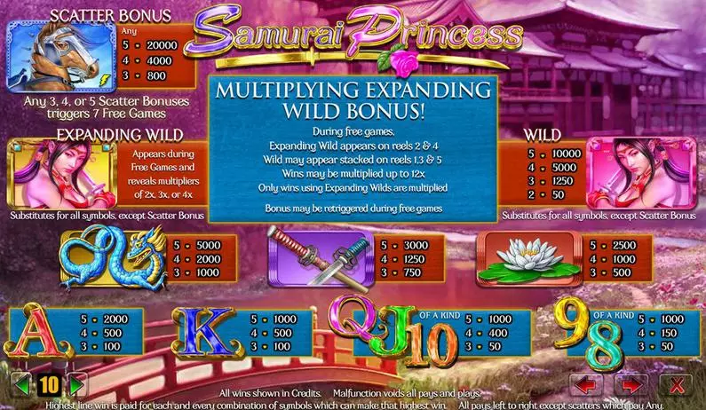 Info and Rules - Samurai Princess Amaya Bonus Round 