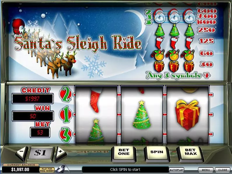 Main Screen Reels - Santa's Sleigh Ride PlayTech  