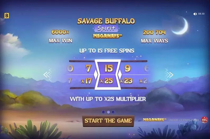 Introduction Screen - Savage Buffalo Spirit MEGAWAYS BGaming Megaways 