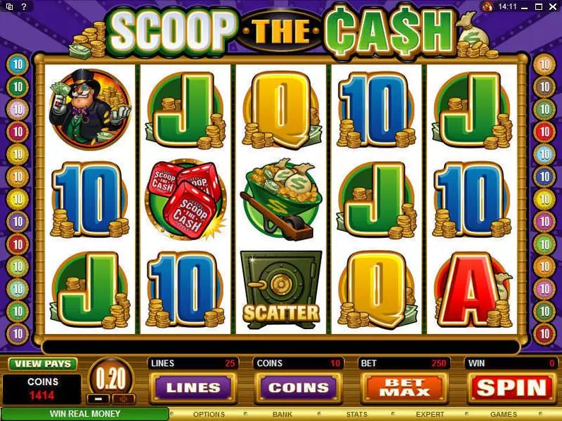 Main Screen Reels - Scoop the Cash Microgaming Coin Based 