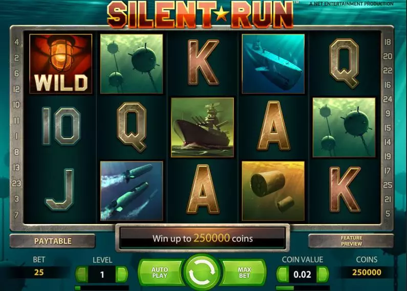 Main Screen Reels - Silent Run NetEnt Bonus Round 