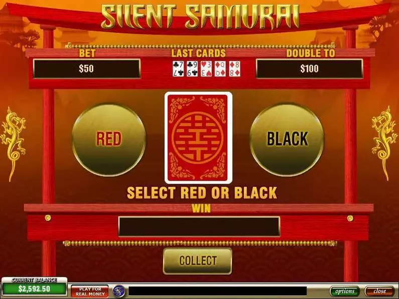 Gamble Screen - Silent Samurai PlayTech Video 