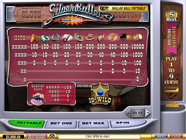 Info and Rules - Silver Bullet PlayTech Extra Bet 