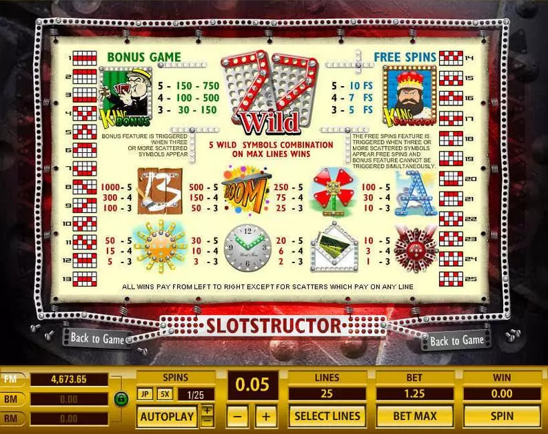 Info and Rules - Slotstructor Topgame Video 