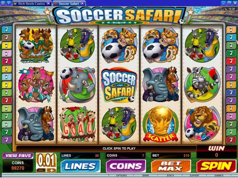 Main Screen Reels - Soccer Safari Microgaming Coin Based 
