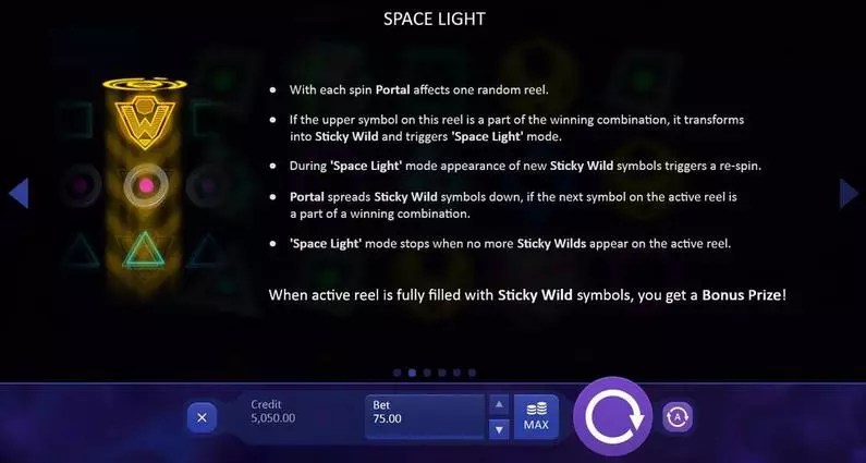 Info and Rules - Space Lights Playson Bonus Round 