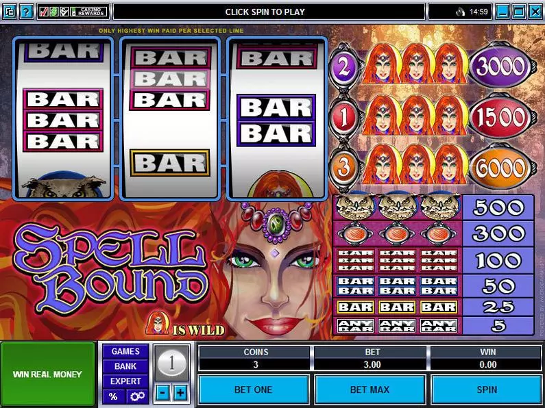 Main Screen Reels - Spell Bound Microgaming  